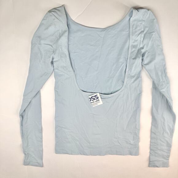Intimately Free People Top Womens M/L Blue Scoop Neck Stretch Long Sleeve NWT - Picture 2 of 5